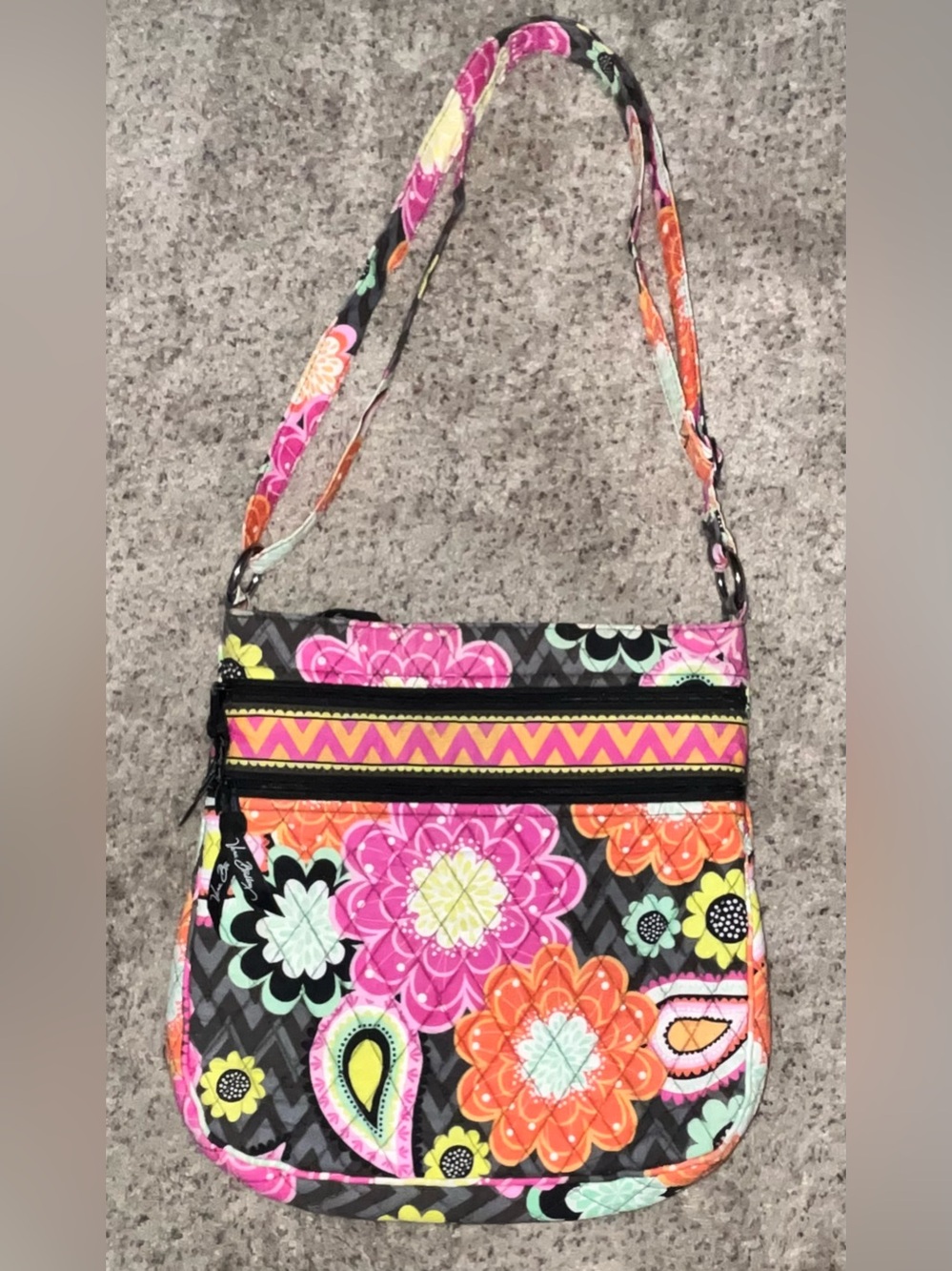 Vera Bradley Triple Zip Hipster Ziggy Zinnia pattern multi color floral paisley